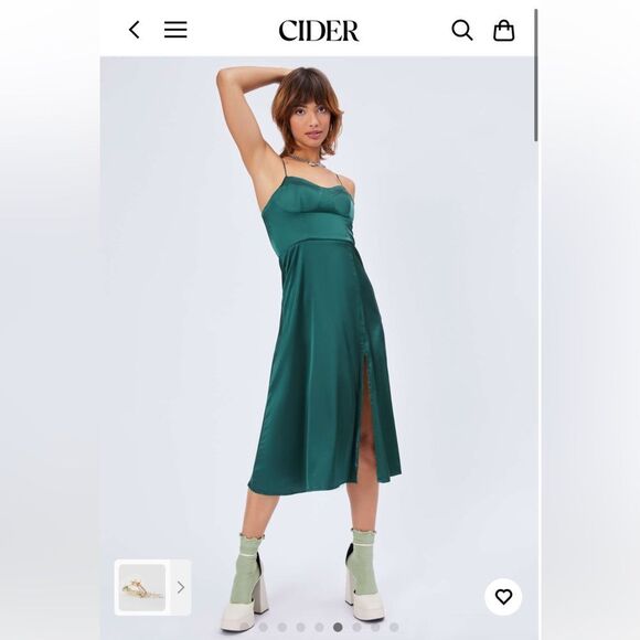 ✨NWT ✨Cider Hunter Green Bustier Top Spaghetti Strap Midi Dress Size XL - Picture 1 of 10